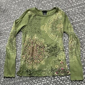 FANG | Olive Green Y2K Long Sleeve Tee